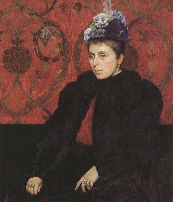 Sir james dromgole linton,P.R.I. Portrait of Mrs Minie Sidney,aged 39 (mk37) oil painting image